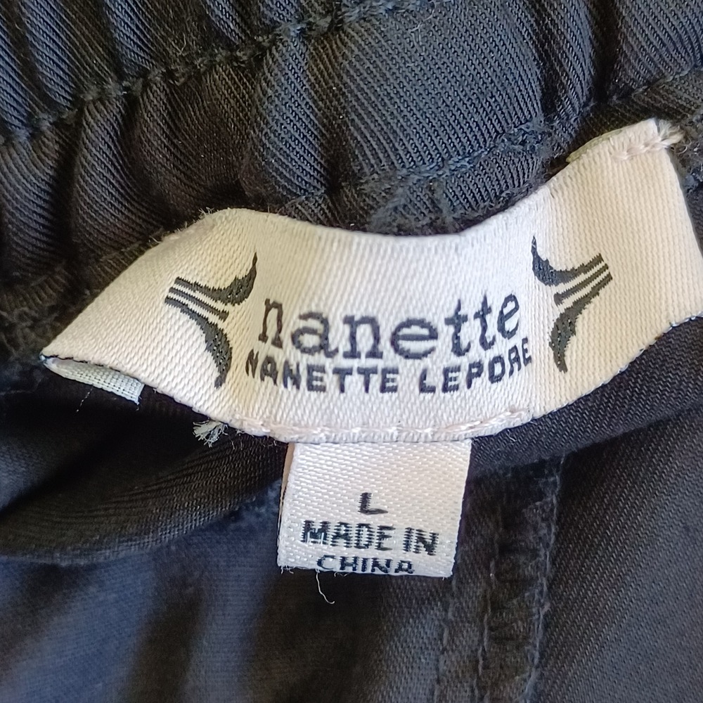 Nanette Lepore Womens Cargo Pants Very Black High Waist Elastic 4P4S18C61 NEW L - Picture 2 of 8